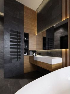 madera para baños oscuros con encanto