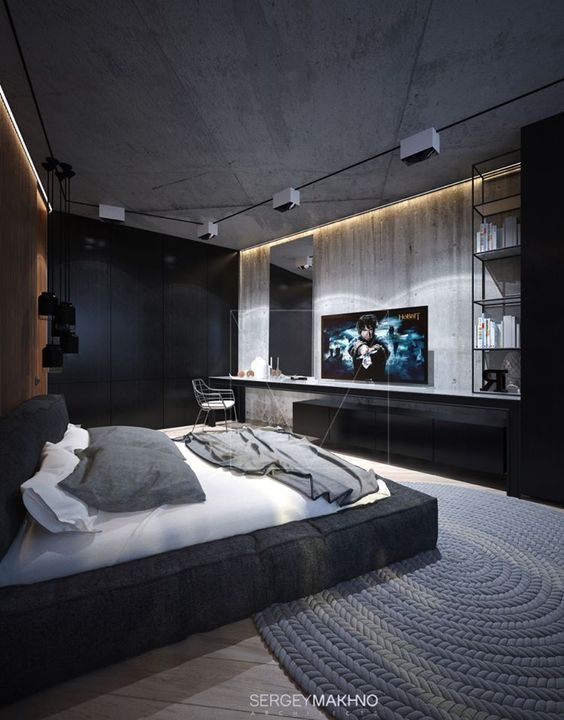Lo mejor en decoración de interior y exterior, habitación de techo de hormigón