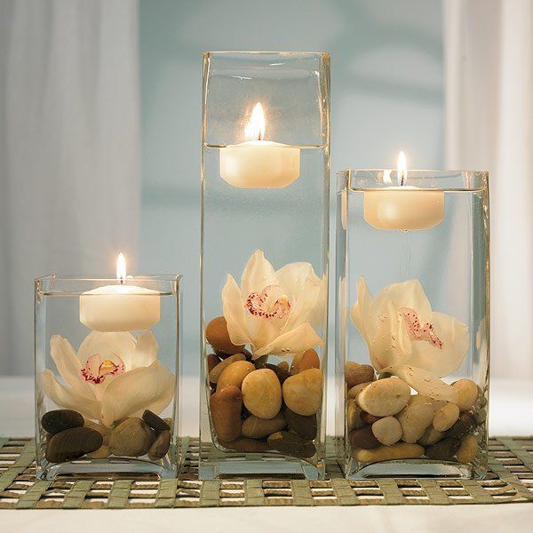 Decoración con jarrones de cristal